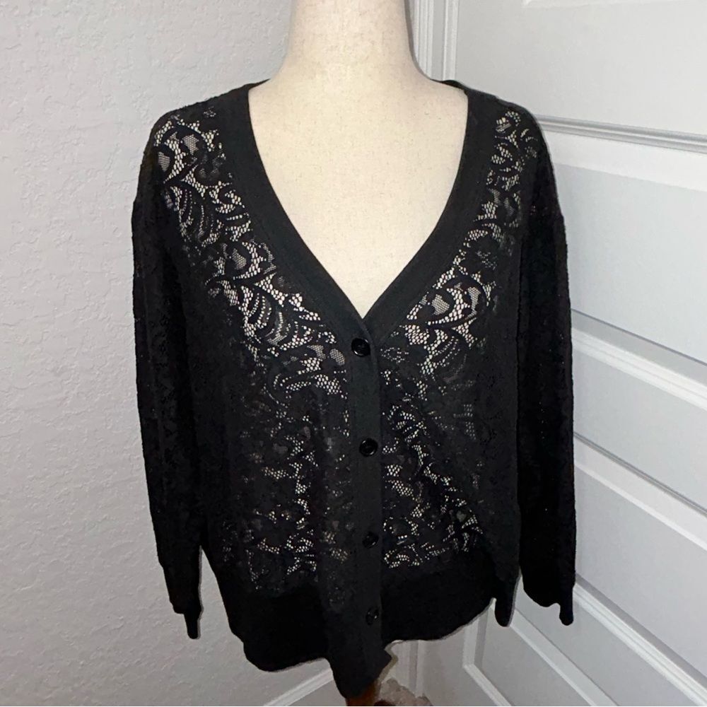 WILT Button Front Lace Cardigan Top